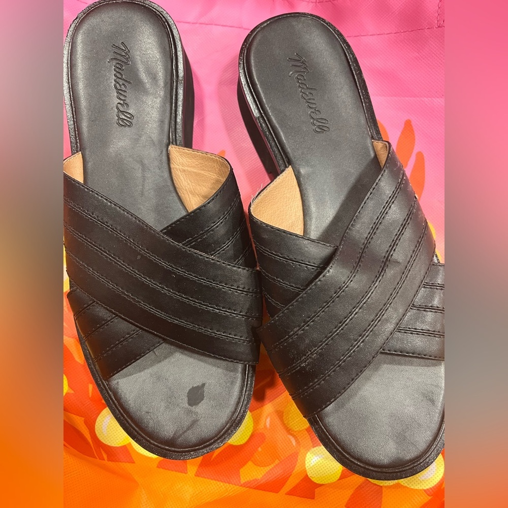 Madewell Black Leather Mules